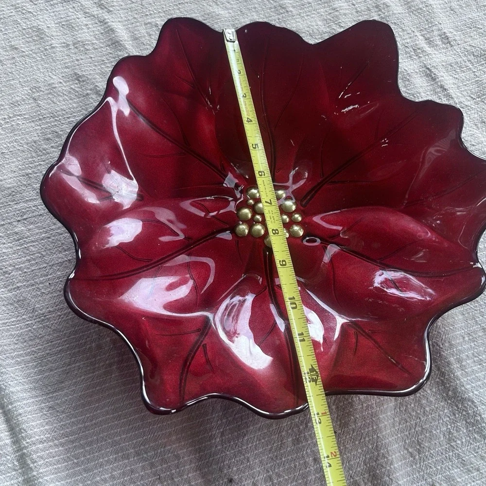 Vintage Pier 1 Red Glass Poinsettia 4 8